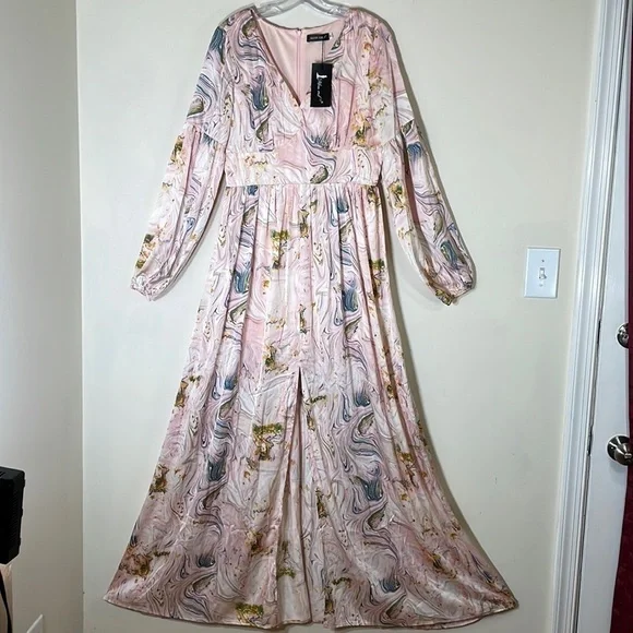 Miss Ord Printed Front V Neck Long Sleeve Maxi Dress. XL. NWT. - Picture 5 of 14